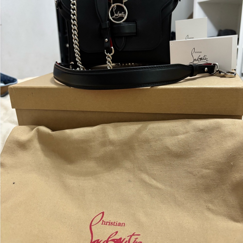 Christian Louboutin Black Leather Crossbody with Chain Strap